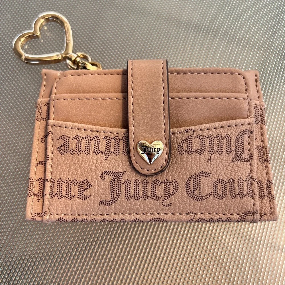 Juicy Couture Pink Heart‎ Card Holder Wallet Keychain